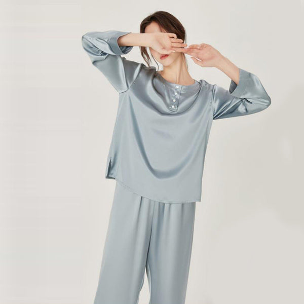 Silk Round Neck Pullover Pajamas Set