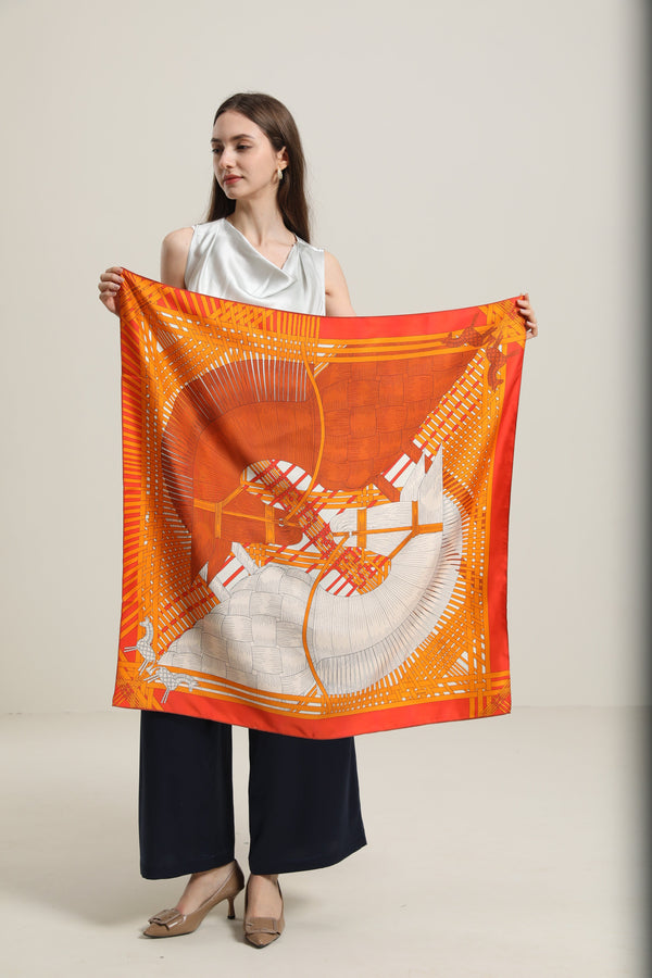 Silk Orange Design Scarf